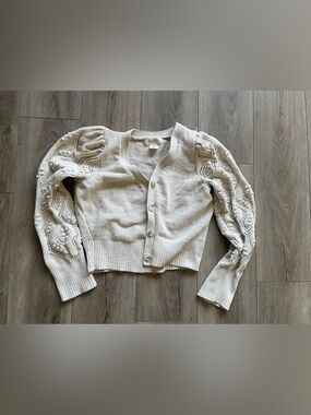 Jessica Simpson Cream Puff-Sleeve Knit Cardigan